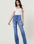 Vibrant M.i.U High Rise Distressed Straight Leg Jeans