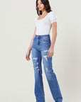 Vibrant M.i.U High Rise Distressed Straight Leg Jeans