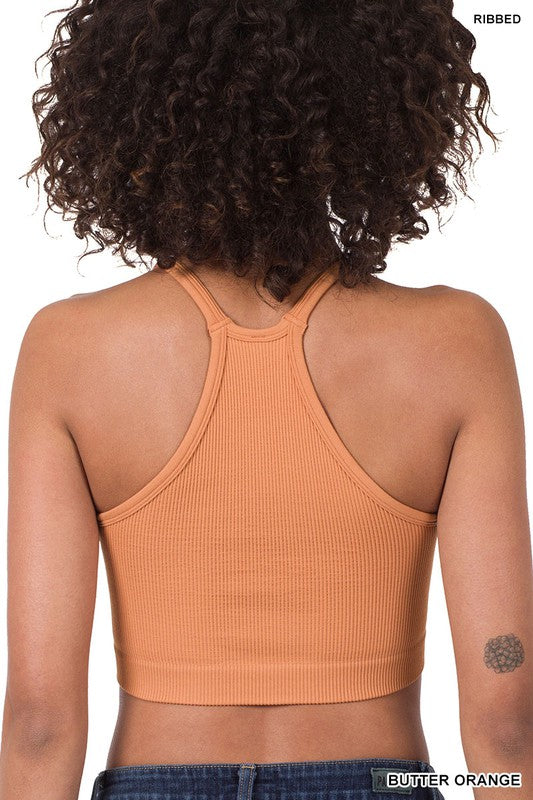 Zenana Ribbed Seamless Cami Top in Coral Pink