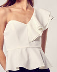 Do + Be Collection One Shoulder Ruffle Peplum Top