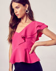 Do + Be Collection One Shoulder Ruffle Peplum Top