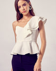 Do + Be Collection One Shoulder Ruffle Peplum Top