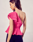 Do + Be Collection One Shoulder Ruffle Peplum Top