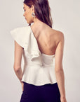 Do + Be Collection One Shoulder Ruffle Peplum Top