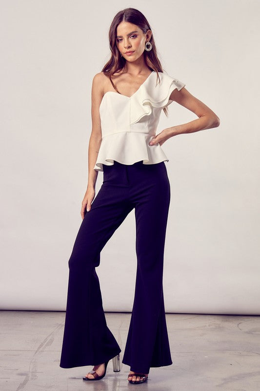 Do + Be Collection One Shoulder Ruffle Peplum Top