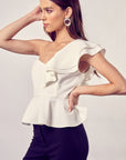 Do + Be Collection One Shoulder Ruffle Peplum Top