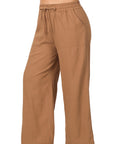 Zenana Plus Linen Drawstring Waist Pant with Pockets - My Pampered Life Seattle