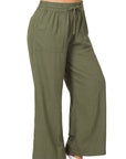 Zenana Plus Linen Drawstring Waist Pant with Pockets - My Pampered Life Seattle