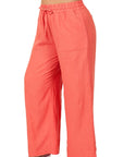 Zenana Plus Linen Drawstring Waist Pant with Pockets - My Pampered Life Seattle