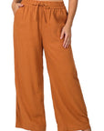 Zenana Plus Linen Drawstring Waist Pant with Pockets - My Pampered Life Seattle