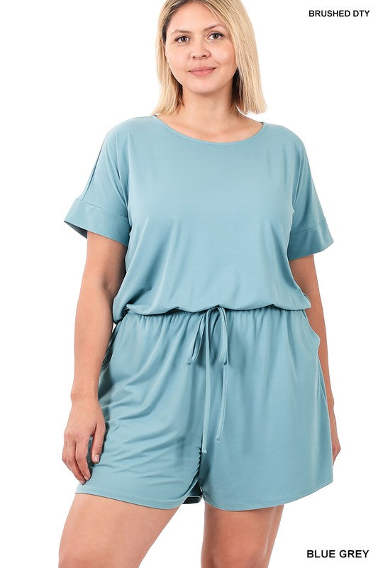 Zenana Plus Brushed DTY Romper - Online Only