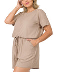 Zenana Plus Brushed DTY Romper - Online Only