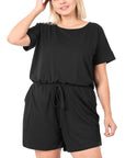 Zenana Plus Brushed DTY Romper - Online Only