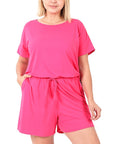 Zenana Plus Brushed DTY Romper - Online Only