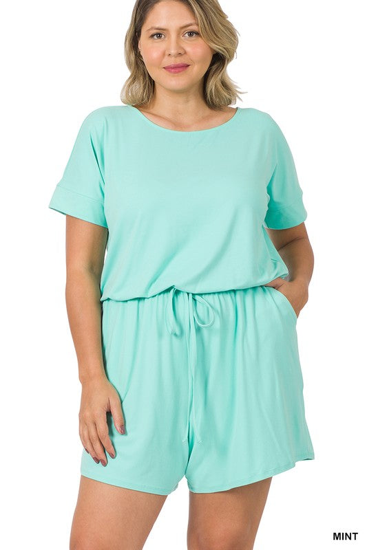 Zenana Plus Brushed DTY Romper - Online Only