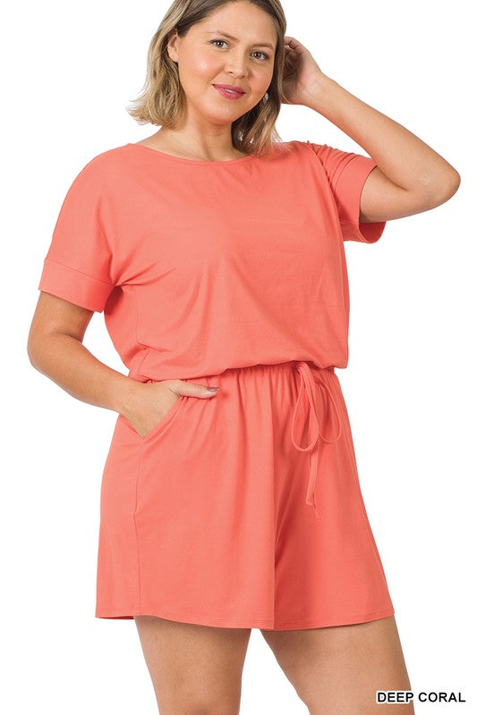 Zenana Plus Brushed DTY Romper - Online Only