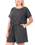 Zenana Plus Brushed DTY Romper - Online Only