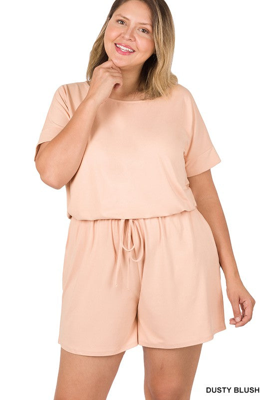 Zenana Plus Brushed DTY Romper - Online Only