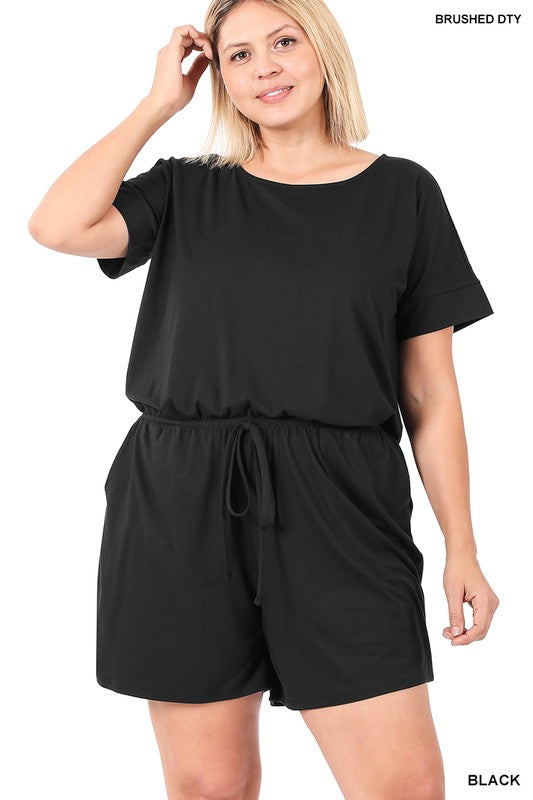 Zenana Plus Brushed DTY Romper - Online Only