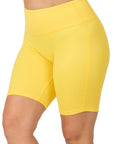 Zenana Plus Brushed Wide Waistband Biker Shorts - Online Only