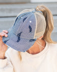 CC Leaf Motif Jacquard Denim Pony Cap