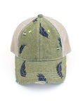 CC Leaf Motif Jacquard Denim Pony Cap