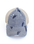 CC Leaf Motif Jacquard Denim Pony Cap