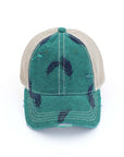 CC Leaf Motif Jacquard Denim Pony Cap