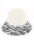 CC Zebra Print Cloche Straw Bucket Hat