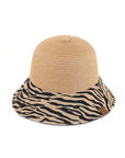 CC Zebra Print Cloche Straw Bucket Hat