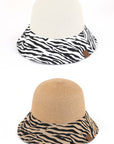 CC Zebra Print Cloche Straw Bucket Hat