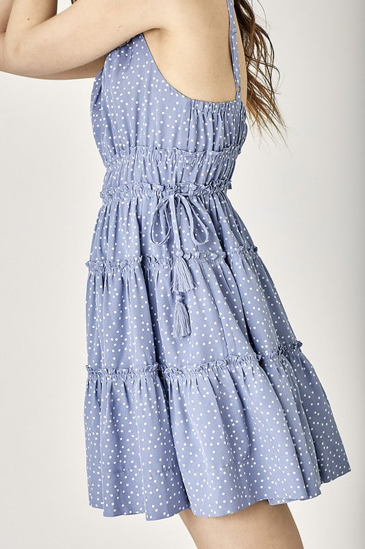 Mustard Seed Side Tassel Polka Dot Dress - Online Only