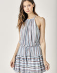 Mustard Seed Keyhole Neck Stripe Printed Dress - Online Only
