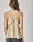 Mustard Seed Trim Detail Ruffled Cami Top - Online Only