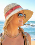 Stripe Accent Straw Bucket Hat