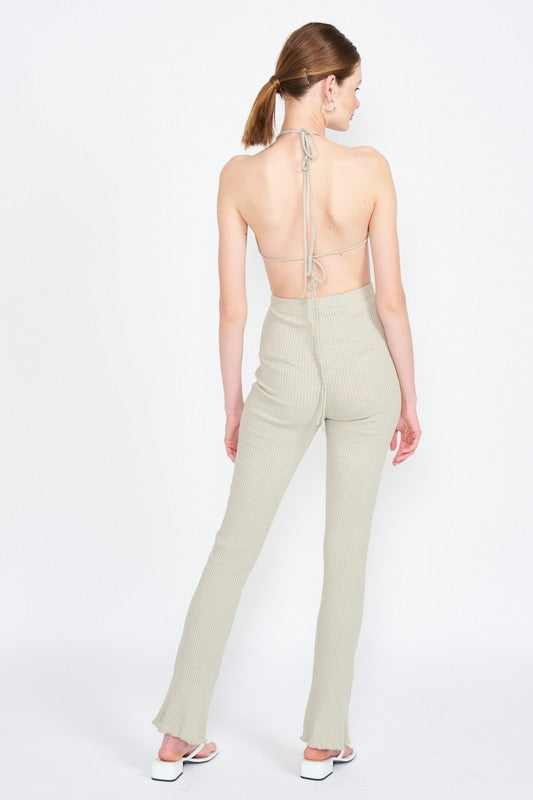 Emory Park Halter Jumpsuit with Open Back - Online Only