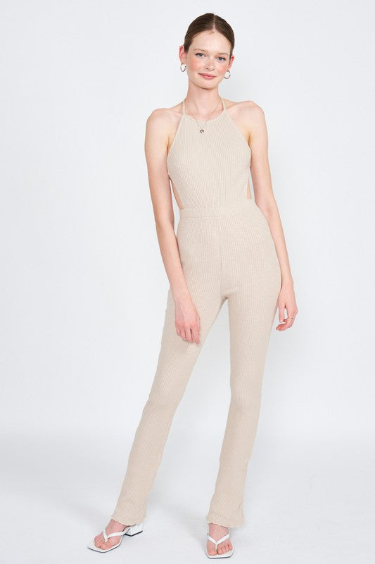 Emory Park Halter Jumpsuit with Open Back - Online Only