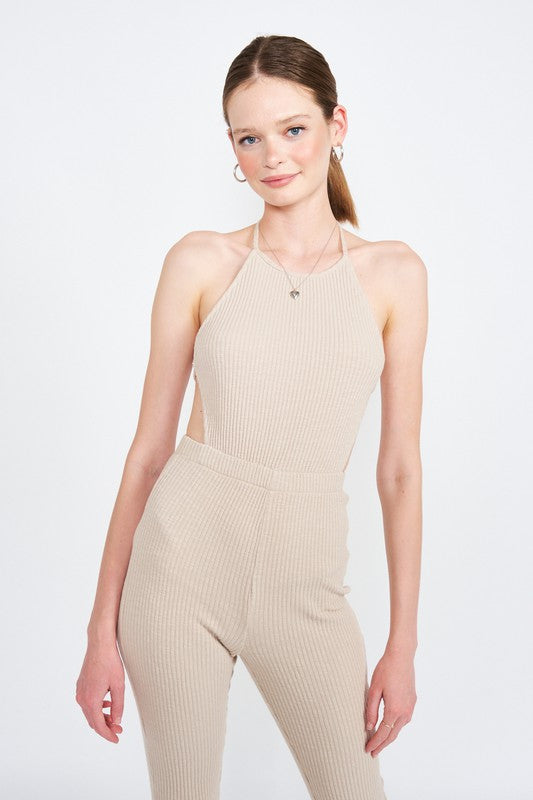 Emory Park Halter Jumpsuit with Open Back - Online Only