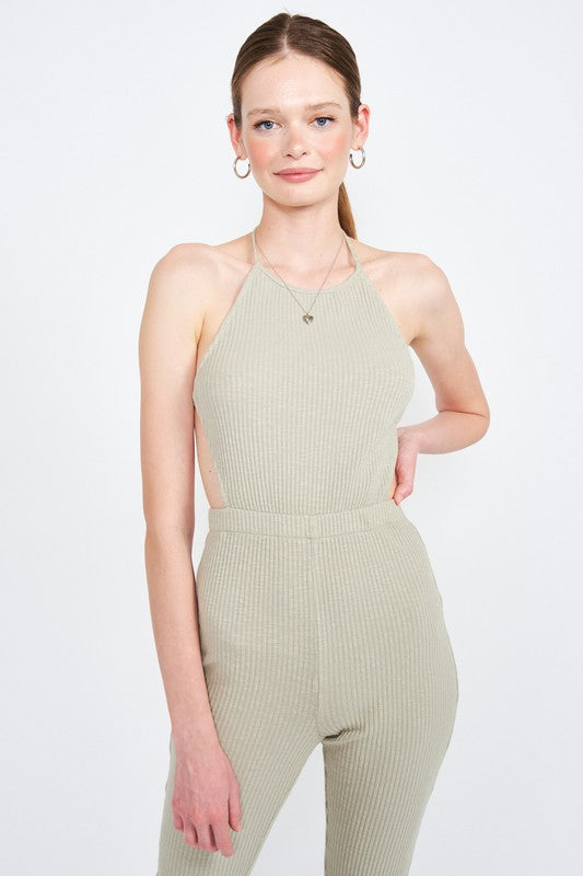 Emory Park Halter Jumpsuit with Open Back - Online Only