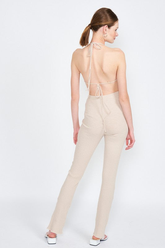 Emory Park Halter Jumpsuit with Open Back - Online Only