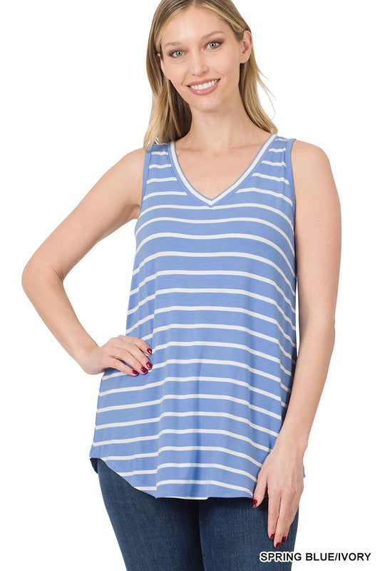 Zenana Striped V-Neck Tank