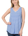 Zenana Striped V-Neck Tank