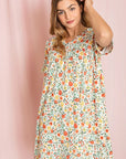 Plus V-Neck Floral Baby Doll Dress