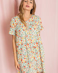 Plus V-Neck Floral Baby Doll Dress