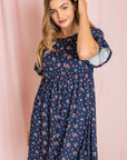 Ditsy Floral Ruffle Chest Pocket Dress