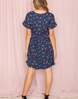 Ditsy Floral Ruffle Chest Pocket Dress