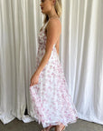 One and Only Collective Floral Printed Plunging Neck Tulle Maxi Dress - Online Only