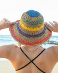 Rainbow Woven Straw Bucket Hat