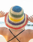 Rainbow Woven Straw Bucket Hat