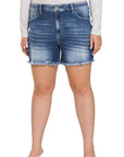 Zenana Plus Mid Rise Raw Hem Denim Shorts - My Pampered Life Seattle